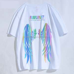 TシャツTシャツ100% コットンストリートウェア蛍光プリントカスタム発光ペイントメンズTシャツ