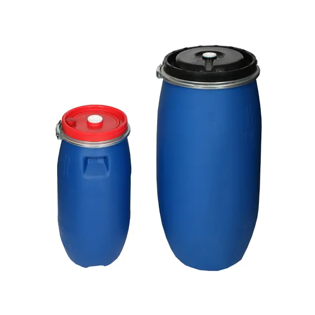 Tambor de plástico para alimentos, tambor grande de material HDPE 60L, tambor de plástico azul, 60L, para pintura química, formato redondo