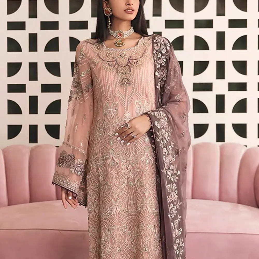 Baju pesta Pakistan & India pakaian bordir untuk Wanita Mode Tinggi baru 3 potong baju pesta setelan