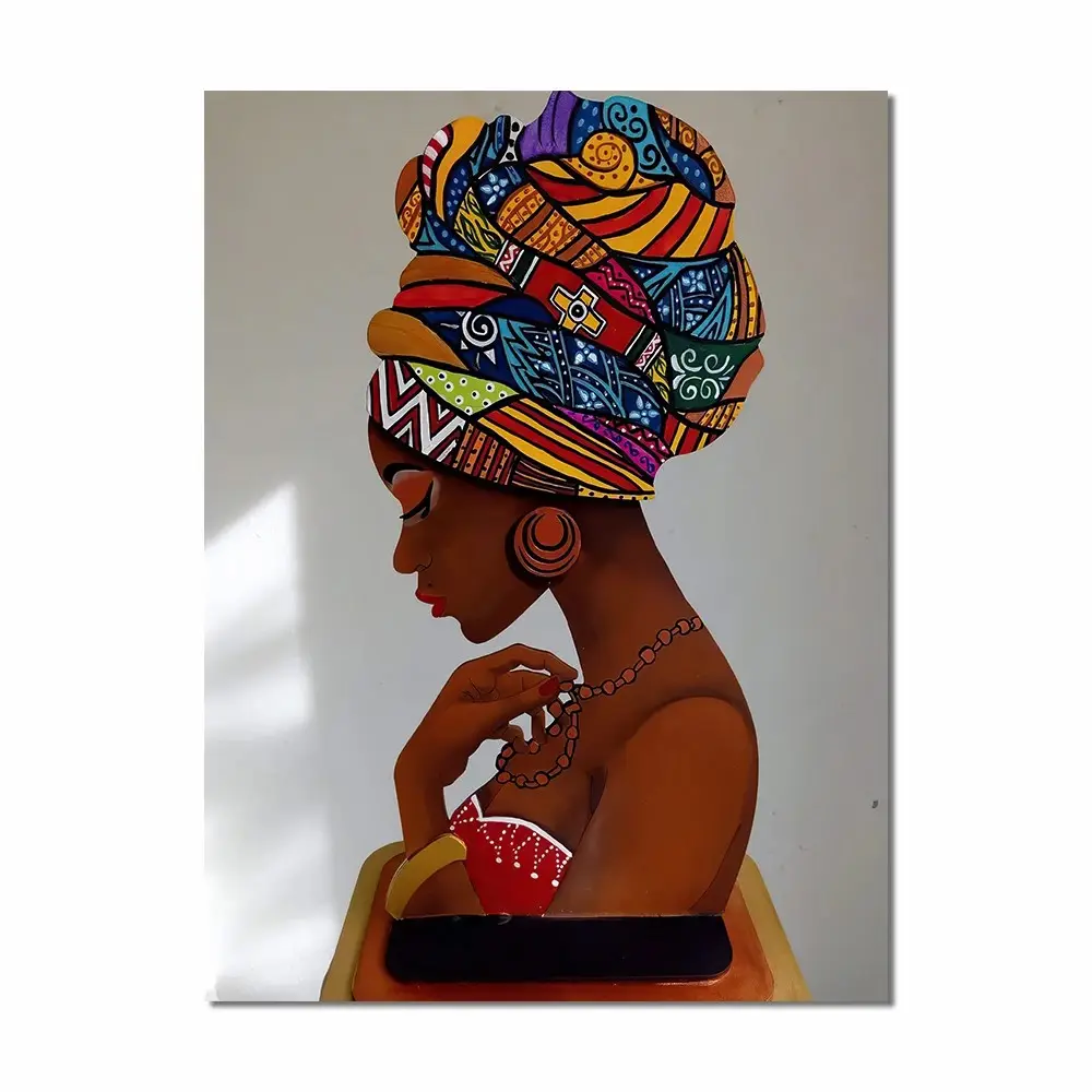 Figura abstrata Obra pintados à mão retrato personalizado arte negra Africano mulher pinturas e parede artes