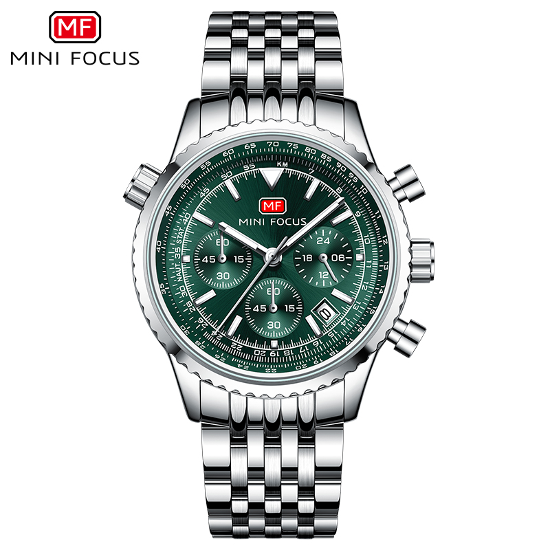2 green dial silver steel strap