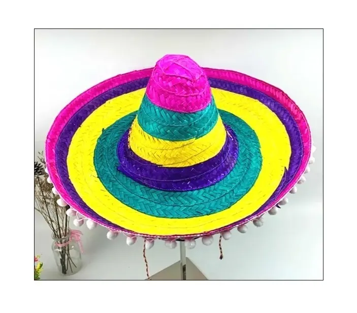 Packung mexikanischer Sombrero Hut Pom Pom Wild Western Bandit Kostüm Kostüm viel Western Kostüm Kostüm Accessoire