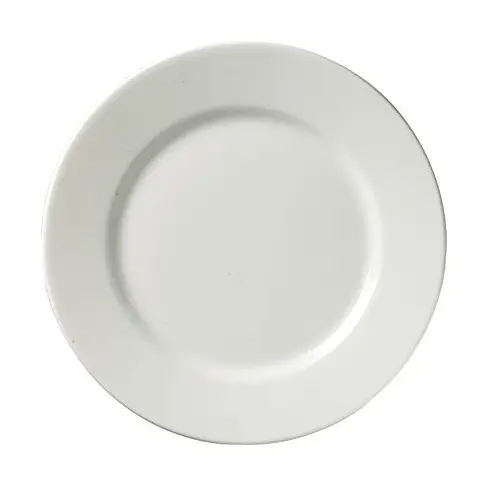 Vajilla plana blanca de porcelana redonda Simple, platos de Metal para restaurante, hotel, boda y hogar, venta al por mayor