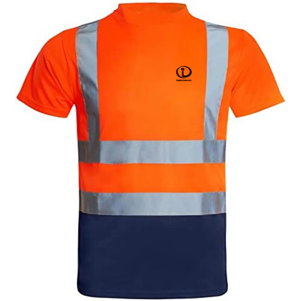 Maglietta da lavoro ad alta visibilità per visione notturna maglietta da lavoro maglietta di sicurezza riflettente a maniche corte bicolore con rubinetto riflettente