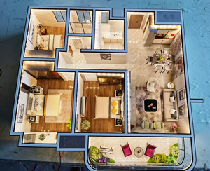 Escala de construcción en miniatura moderna personalizada, modelo de escena interior de plástico, arquitectura, diseño 3D - Product Image 4