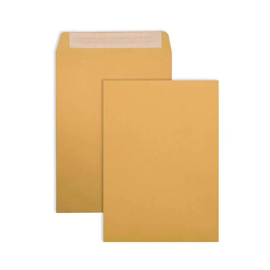 Envelope auto adesivo de bolso e letras, envelope marrom de papel dourado para negócios, 85gsm 190mm x 265mm