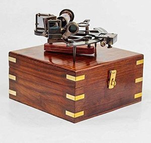 Strumento sestante <span class=keywords><strong>in</strong></span> ottone lavorazione nautica sestante lavoro ottone micrometro tamburo lettura nero finito solido - Product Image 3