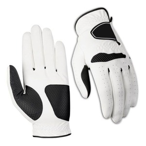 Fabrika koyun beyaz yumuşak tam renkli bez Golf eldiven erkekler için sol el beyaz siyah yumuşak Golf eldiven