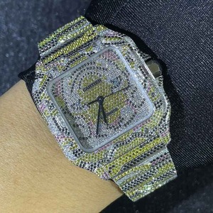 男性用カスタムタイガーテーマMoissaniteウォッチ | シルバーメッキスクエアケース腕時計 | VVS Iced Out Luxury Hip Hop <span class=keywords><strong>Watch</strong></span> | 動物-