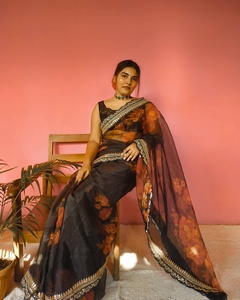 Tasarımcı organze SAREE dijital baskı SAREE moda - Product Image 2