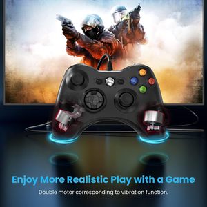 Xbox 360用有線コントローラー、Xbox 360/360 SlimおよびPC用のデュアルバイブレーションターボを備えた360用ゲームコントローラー - Product Image 4