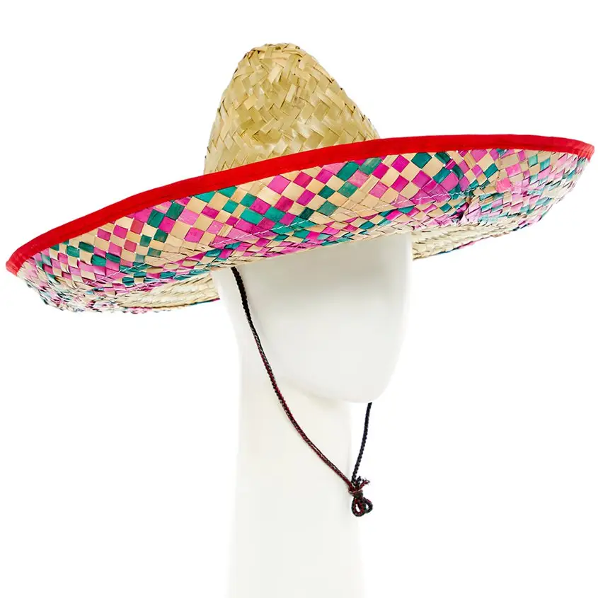 Sombrero de paja mexicana para niños, sombrero de paja para fiesta de México, sombrero de vaquero con hoja de palma, rafia, algas marinas, precio competitivo