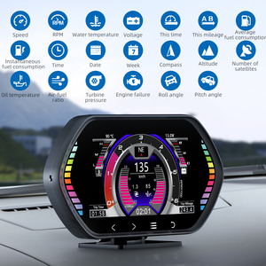 2023 yeni F12 HUD OBD2 GPS araba Head Up ekran ile ön cam araba hız göstergesi güvenlik alarmı su yağ sıcaklık aşırı hız teşhis - Product Image 4