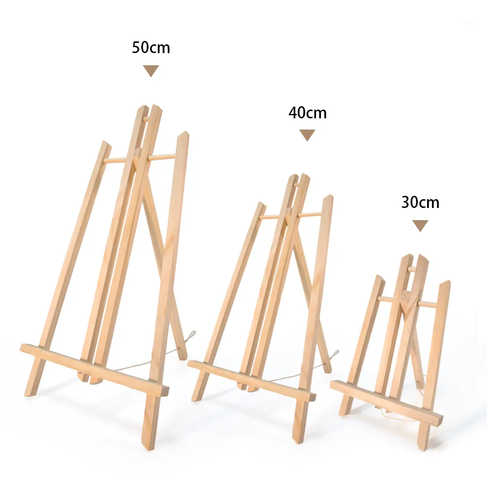 30cm 40cm 50cm Adjustable Triangle Easel Pine Wooden Easel for Children Students Art Painting Display Portable