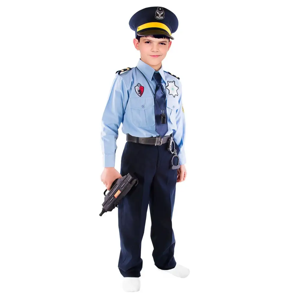 Drop shipping Policial Traje e Role Play Kit Meninos Halloween Carnaval Festa Performance Fantasia Vestido Uniforme Outfit