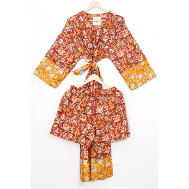 Vestido kimono de algodão duas peças, vestido kimono casual kimono praia