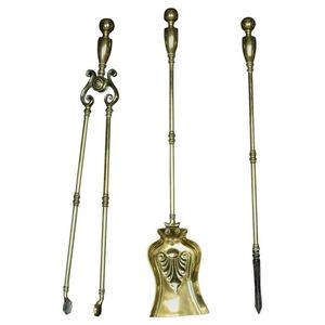 Antique style brass fire tool sets with polished surfaces and classic <strong>lines</strong> designed for Victorian interior fireplaces - Product Image 4