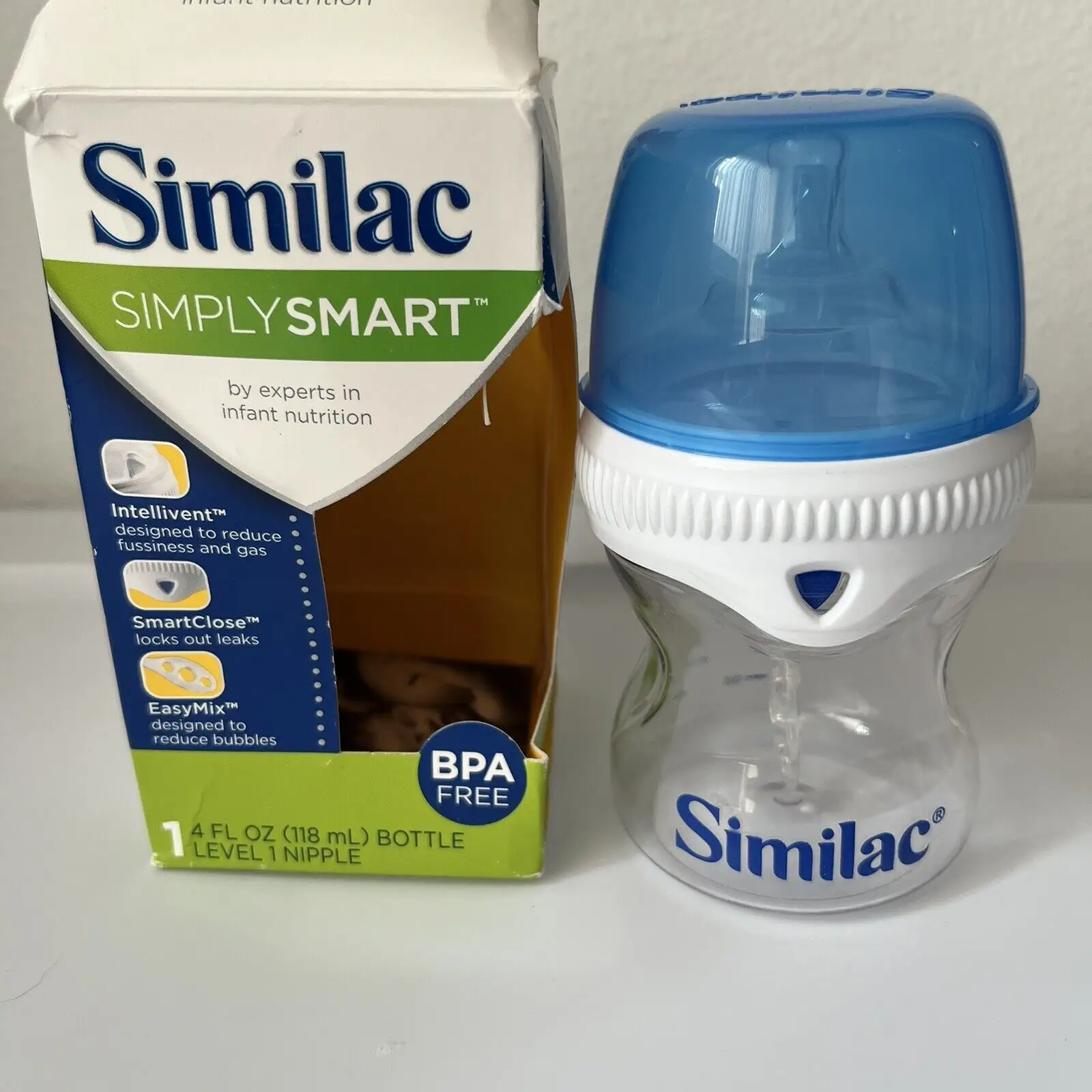 Similac SIMPLY SMART 4oz Biberón Nivel 1 Pezón Transparente