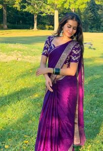 רך מצעים ג 'ורג' ט bandhej Saree עם ג pallu עבודה & לטקס unstriped פועל חולצה 4 צבעים זמינים