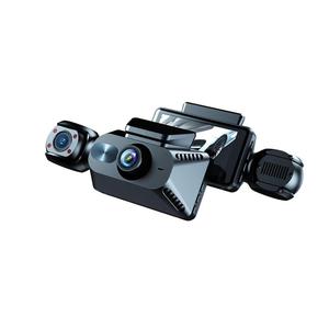 Melia-Grabadora de vehículo de caja negra para coche con visión nocturna de 3 canales, cámara de salpicadero frontal e interior, detector de sensor G trasero, color negro
