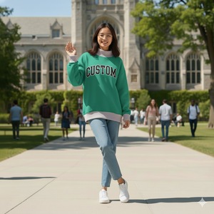 Nữ sinh mặc phụ nữ PSI Sigma phi mùa đông Polyester/cotton cao cổ áo phía trước áo thun thêu nhanh khô thoáng khí - Product Image 4