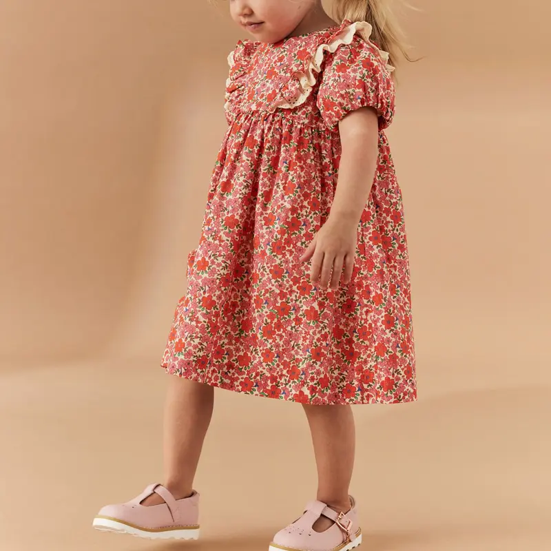 Vestidos personalizados para niñas y niños, ropa de verano con estampado floral para niños, trajes para niñas pequeñas, vestidos informales