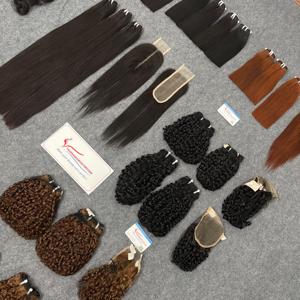 新しいスタイルの蒸しピクシーヘアエクステンション束横糸ヘアマシン横糸と閉鎖レースかつら人間の髪を作るために - Product Image 5