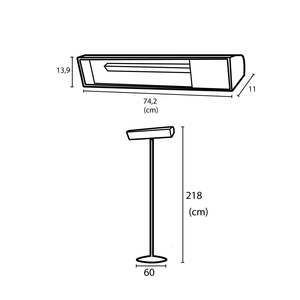 Gefütterte Infrarot-Heizung Schwarzer Glass ockel 2000w mit schwarzer und silberner Mast fernbedienung inklusive 3 Leistungs stufen 3366100 bis Op