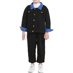 OEMカスタムヴィンテージパッチワークデザイン子供用デニムジャケットカジュアルプリントボタン長袖冬フォーマルストライプスタイル-工場