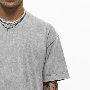 High Quality Drop Shoulder Oversize Acid Wash <strong>Black</strong> <strong>T</strong> Shirt Plus Size Vintage Heavyweight Cotton 300 Gsm - Product Image 3