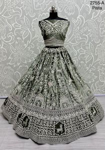 ファンシーザリワークとドリ刺繍ゴールデンスパンコール美しいボックスパルソフトネットデュパッタレヘンガチョリコレクション結婚式用 - Product Image 2