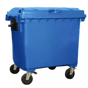Contenedor de basura industrial para exteriores HDPE de 660L con tapa y bloqueo Contenedor personalizado de basura resistente con 4 ruedas de goma sólida - Product Image 3