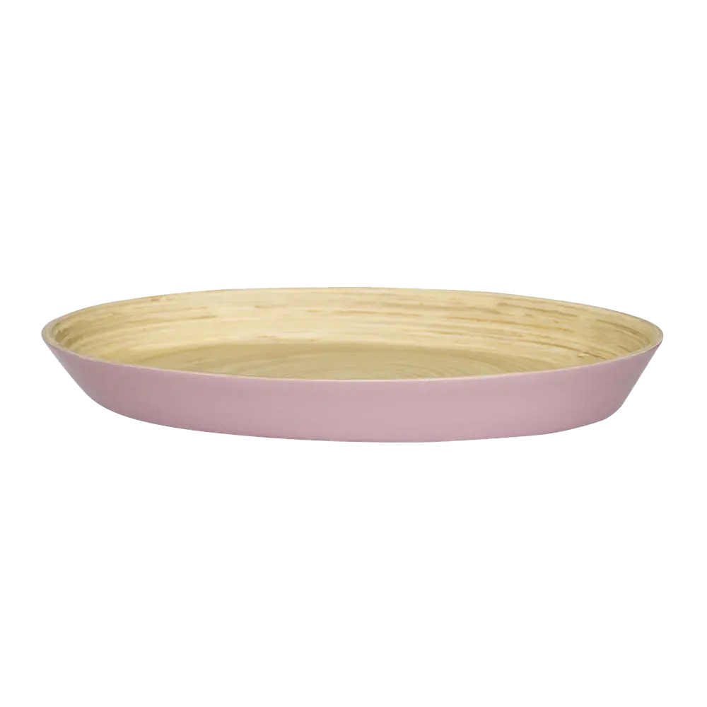Plato de comedor de bambú hilado hecho a mano pastel violeta púrpura plato de bambú ecológico sólido al por mayor