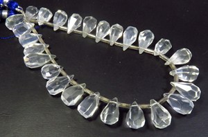 Natural Ice Quartz Teardrop Step Cut Beads 8-12mm Faceted Diamonds and Emeralds for Necklace 8\&quot; Strand with Amber Opal <strong>Jade</strong>