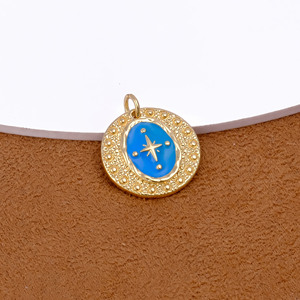 Màu Xanh Hình Bầu Dục Men <span class=keywords><strong>Starburst</strong></span> Mặt Dây Chuyền Với Vàng-Mạ Kết Cấu Brass Khung Celestial Quyến Rũ Đồ Trang Sức Tùy Chỉnh Wedding Dây Chuyền - Product Image 3