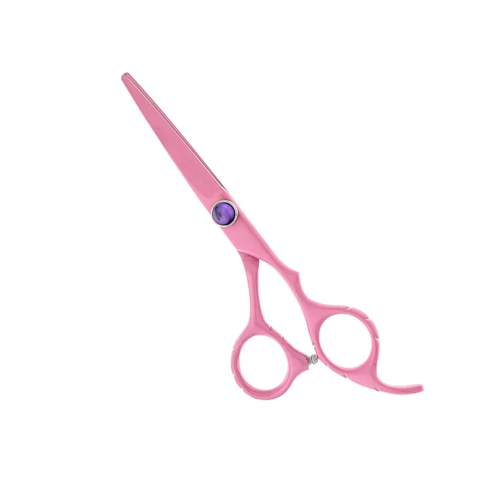 Professional Hair Cutting Scissors Pink Color Coated Barber Scissors German Steel And Fix Finger Rest And Fancy Screw
