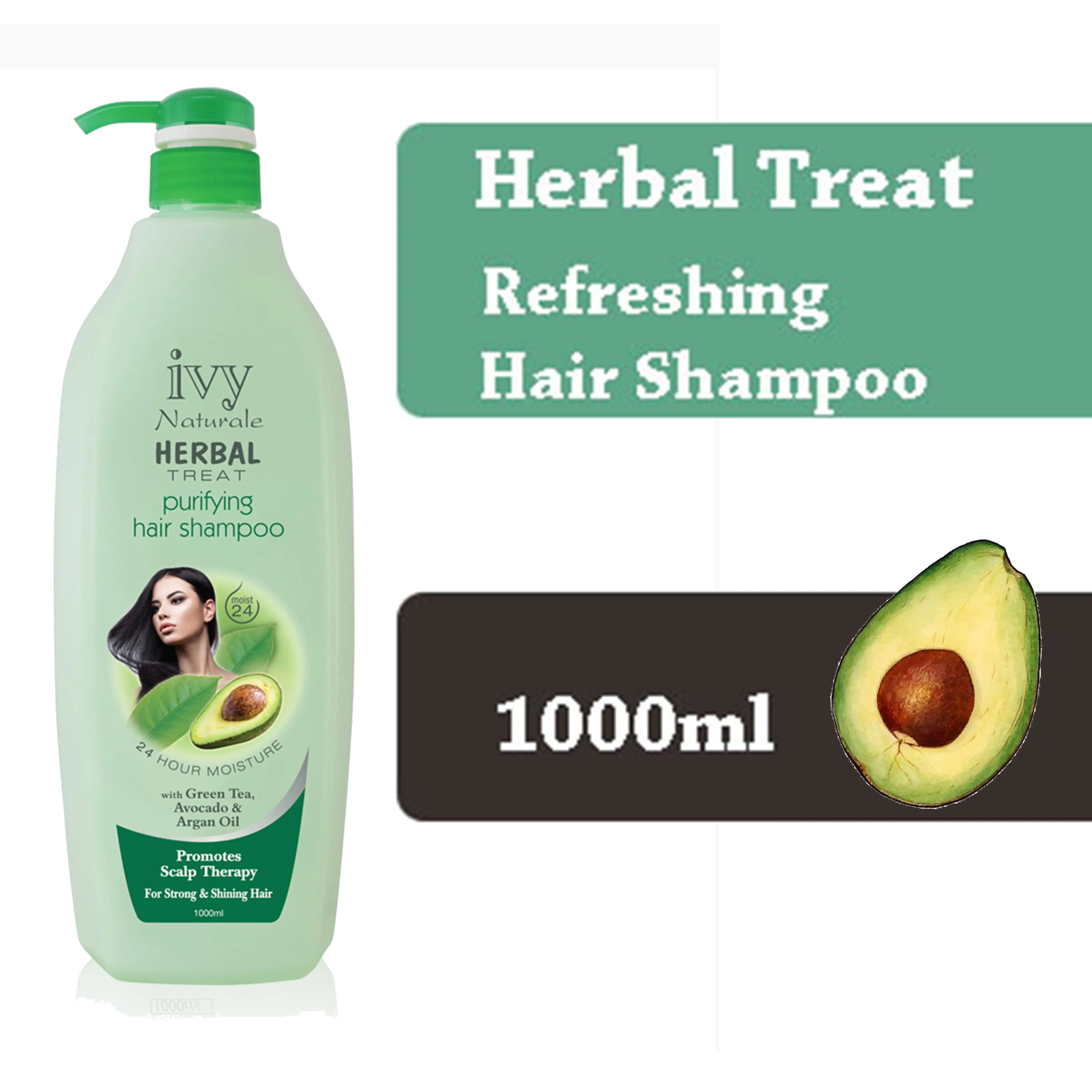 Shampoo para cabelo com chá verde 24h úmido 1000ml Fábrica OEM da Malásia