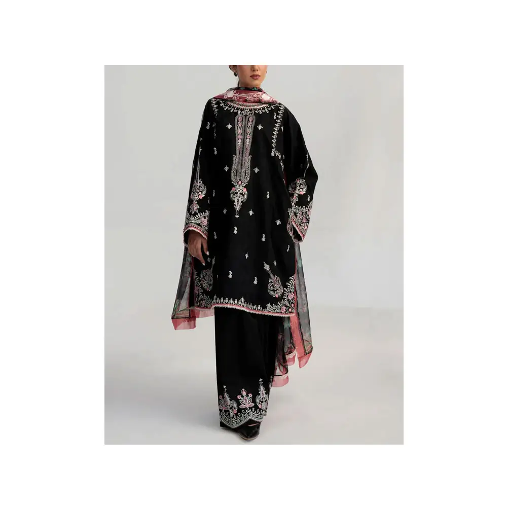 Abito da prato pakistano abito Punjabi materiale abbigliamento casual Salwar Kameez Dupatta abito 3 pezzi abito da prato personalizzato all'ingrosso
