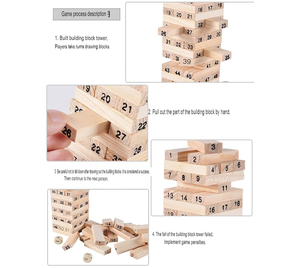 51-Pcs Wooden Tumbling Tower <strong>Game</strong> Blocks Challenging Educational <strong>Dice</strong> Building <strong>Toy</strong> - Product Image 6