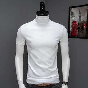 Fashion <strong>Men's</strong> Summer Style Plus <strong>Size</strong> T-Shirt Short Sleeve High Neck Turtleneck Slim Fit Luxury Clothing Male - Product Image 4