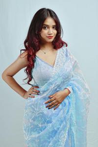 2022 New Arrival Latest <strong>Designer</strong> Indian Wedding Party Wear Saree Hot Selling Peach Organza with Hand Embroidery Direct India - Product Image 3