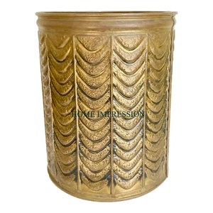 Altın rengi ev ve oturma odası yuvarlak çöp çöp kutusu trend tasarımı el yapımı yuvarlak şekil lüks çöp kutusu hindistan'da - Product Image 3