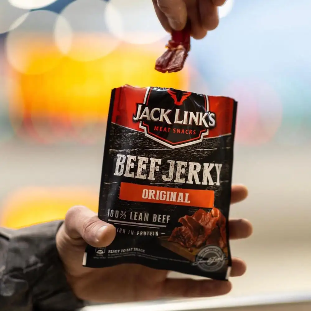 JACK LINK'S BEEF essiccato 125g Pack pronto da mangiare Snack/Snack a base di carne di manzo essiccato originale 100% manzo magro ad alto contenuto di proteine In vendita