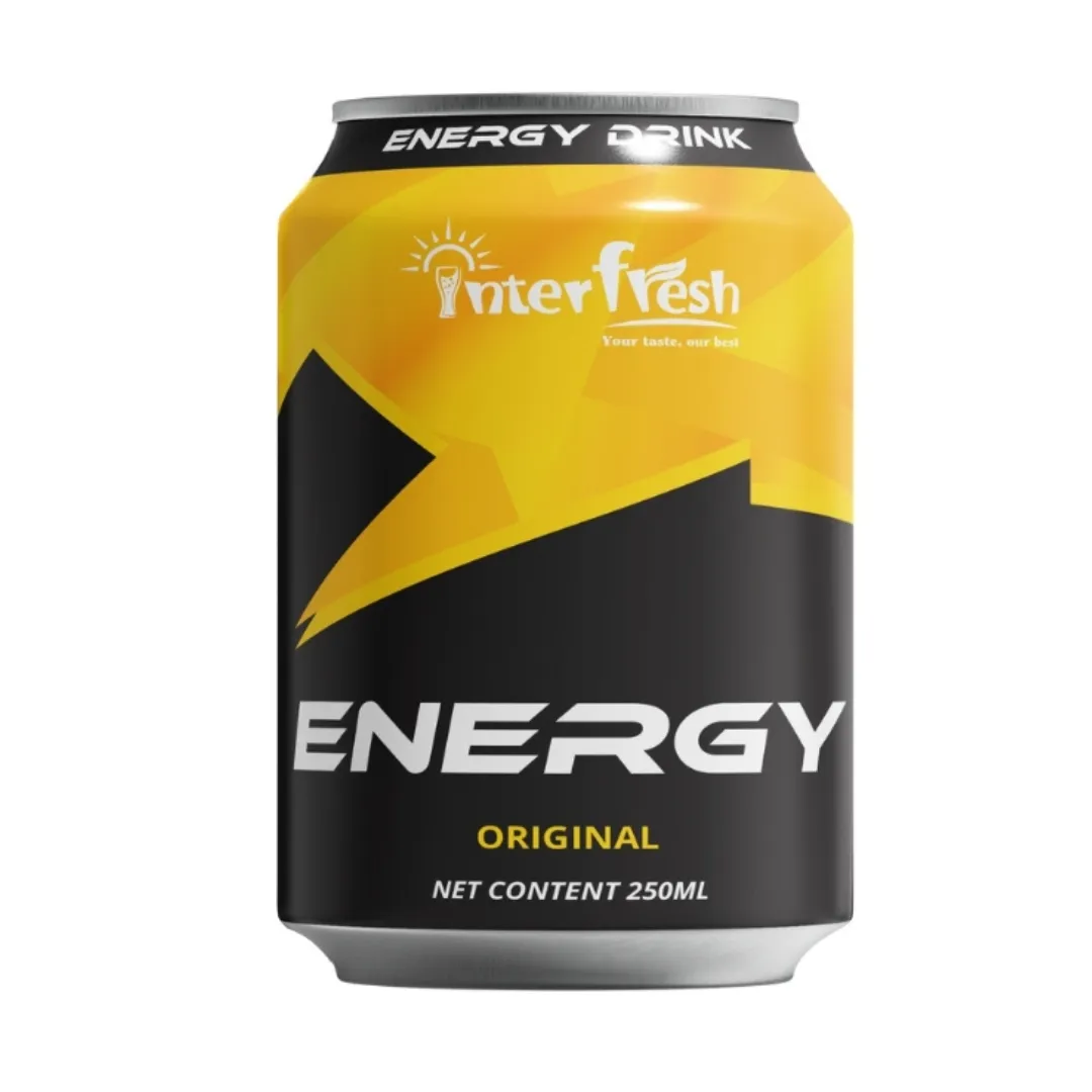 250ml OEM Listo para beber Bebida enlatada Bebida energética con sabor a fruta Red Bull Etiqueta privada Jugo de naranja sin azúcar ISO HALAL