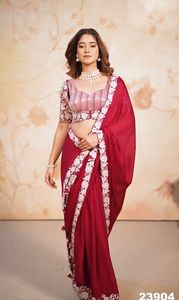 Kırmızı renk <span class=keywords><strong>SARI</strong></span> STICH bluz ile BOLLWOOD SEQUNCE SAREE