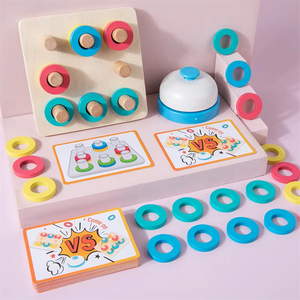 Ringtoss ของเล่นบล็อกไม้สำหรับเกมจับคู่สีเพื่อการศึกษาปฐมวัยจัดเรียงสี - Product Image 5
