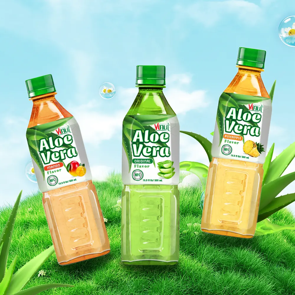 500ml Aloe Vera Juice Drink VINUT No Sugar Added, Free Sample, Private Label, Wholesale Suppliers (OEM, ODM)