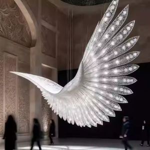 Tùy chỉnh sang trọng không tiêu chuẩn tùy chỉnh trang trí lông chim ưng pha lê thiên thần cánh đèn chùm - Product Image 2