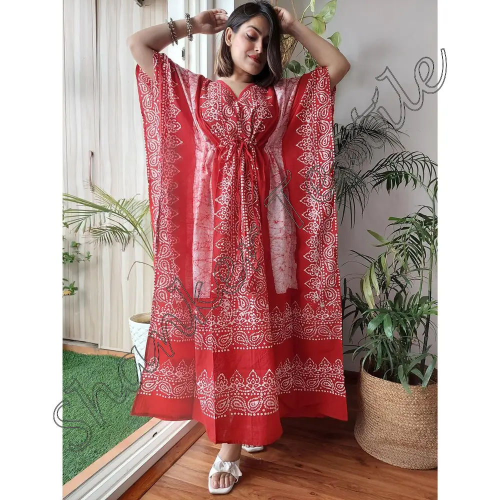 Vestido de caftán de algodón largo puro con estampado de bloque de mano indio, ropa de verano, vestido de noche, caftán de algodón con estampado de flores Maxi