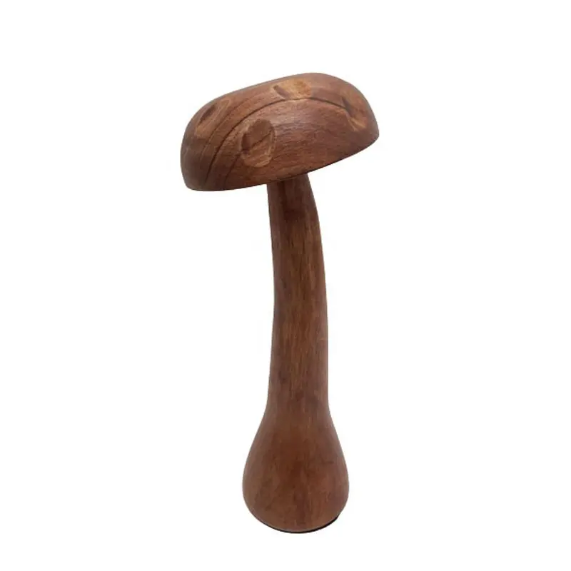 Sculpture décorative en bois d'acacia de grande taille de couleur de noyer de champignon pour la décoration de jardin de maison et de table, personnalisation de décor